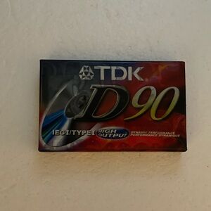 NWT One “TDK Blank Audio Cassette Tape” 90 Minutes, New, Factory Sealed
